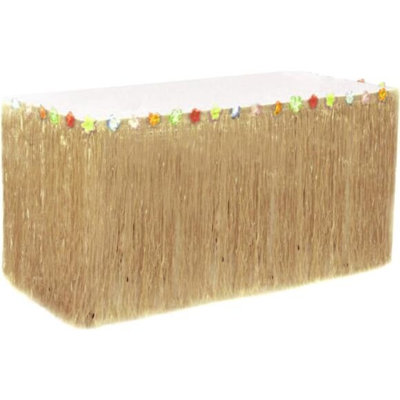 Hawaiian Table Skirt 11ft Long Stretches to 30ft! | (29" Tall)Grass Table Skirts - Picture 4 of 5